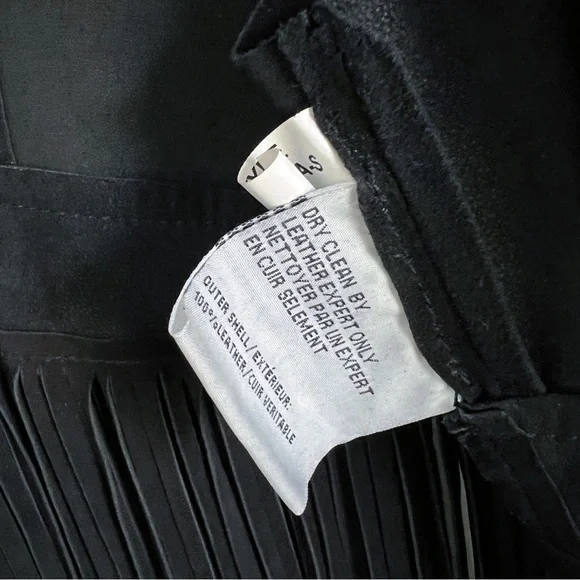 Lamarque Sonia Black Suede Leather Fringe Vest XS